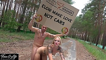 Blonde Babe Gives A Steamy Blowjob While Protesting