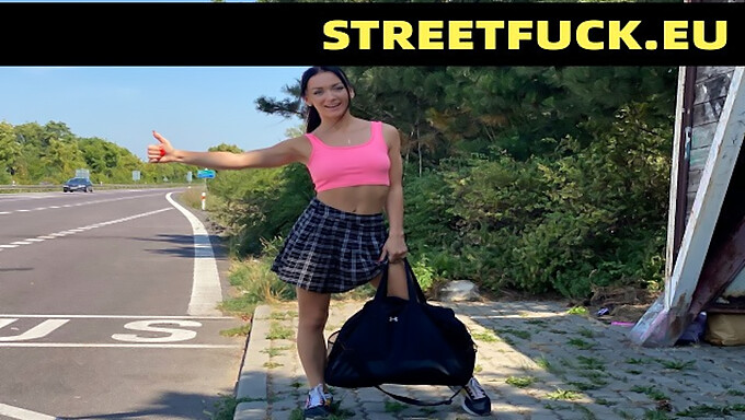 Cumming In Public: Hitchhiking Babe Gets Her Pussy Filled By A Horny Guy