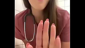 A Nursing Student Pleasures Herself In A Hospital Restroom