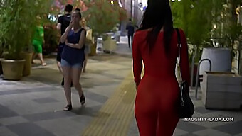 Sheer Red Dress On Public Display