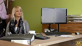 Czech Teen Spreads Legs And Gets Her Head Fucked In A Loan Office