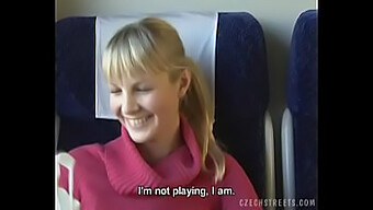 Amateur Blonde Girl Gives Blowjob On Train